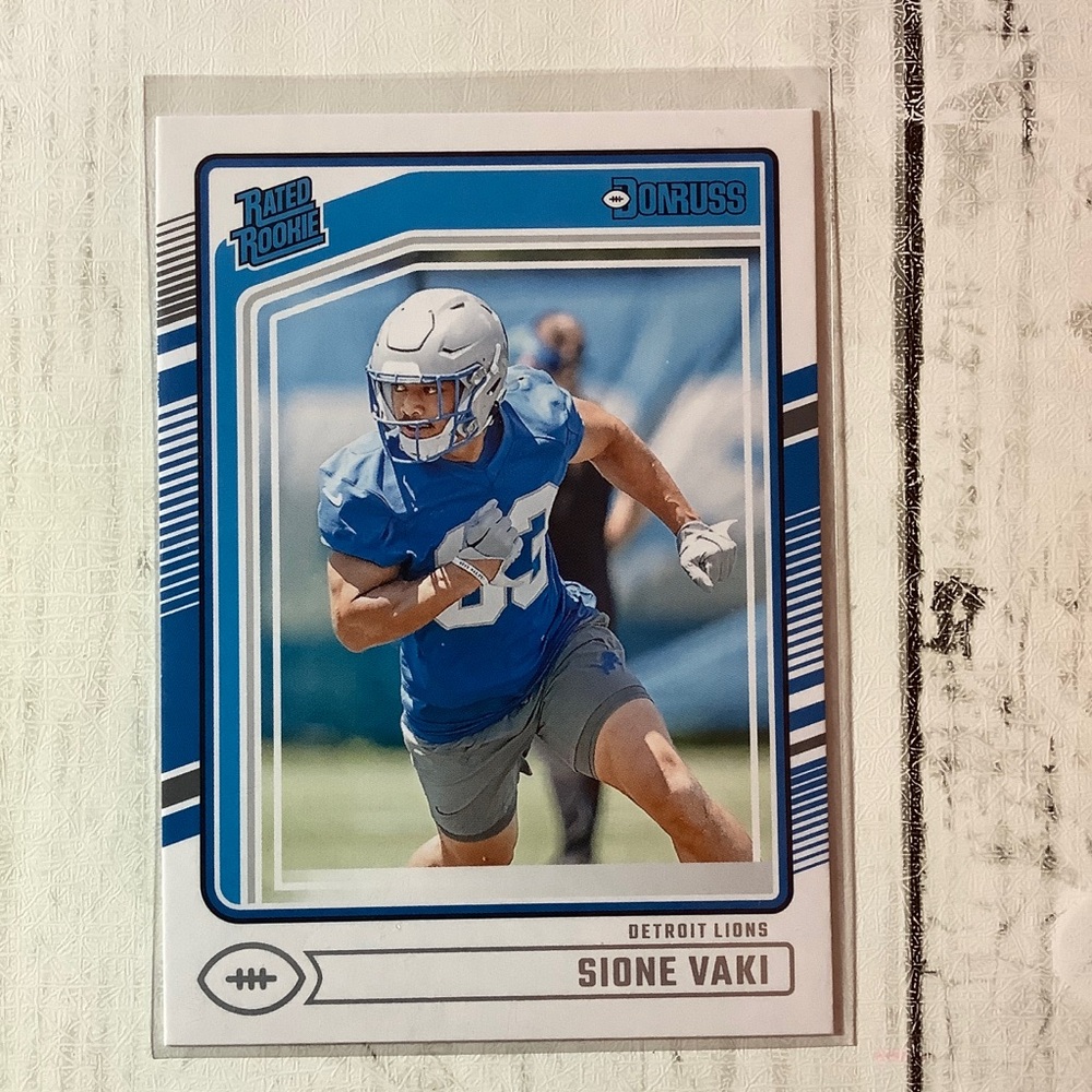 2024 Panini Donruss Rated Rookie #332 Sione Vaki RC Detroit Lions Football Card